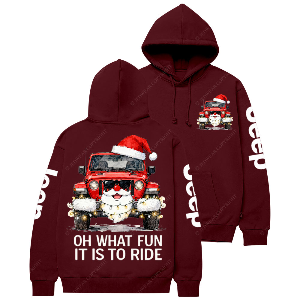 Oh What Fun It Is to Ride Santa Jp Double Printed Casual Hoodie