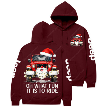Oh What Fun It Is to Ride Santa Jp Double Printed Casual Hoodie