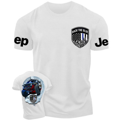 We've Got Your Six, Police Back the Blue Handcuff Double Printed T-Shirt