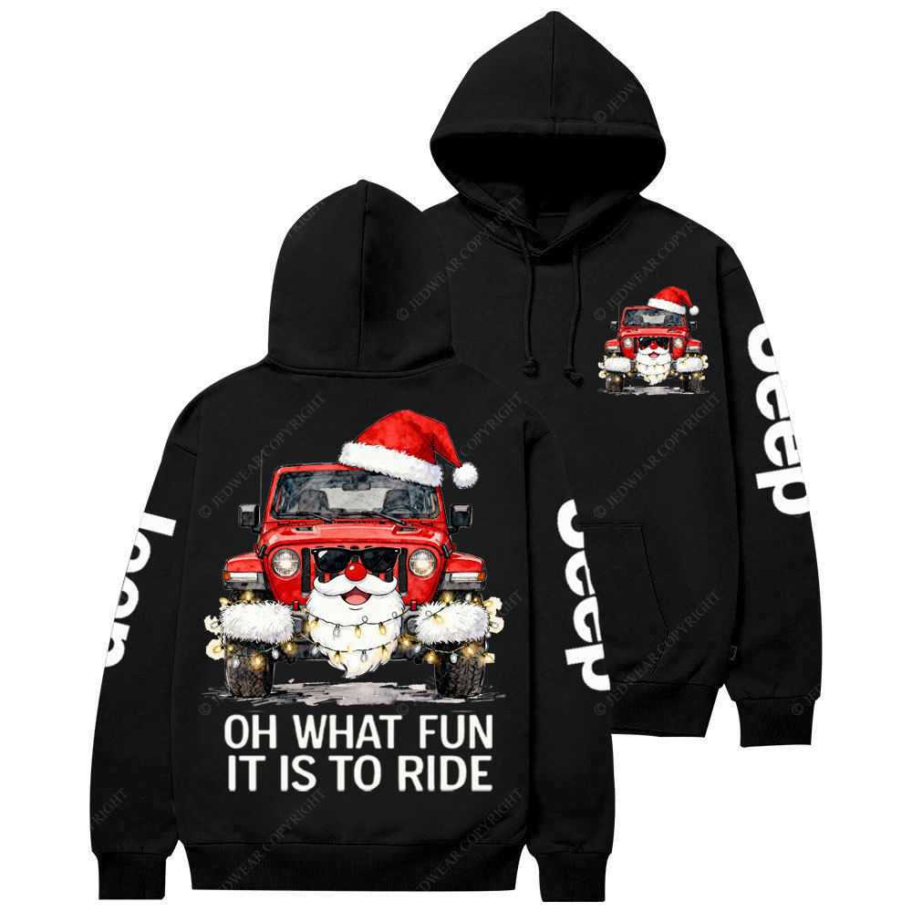 Oh What Fun It Is to Ride Santa Jp Double Printed Casual Hoodie