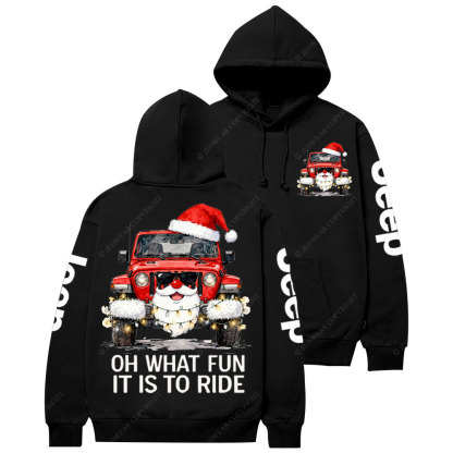 Oh What Fun It Is to Ride Santa Jp Double Printed Casual Hoodie