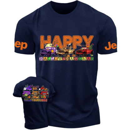 Happy Hallothanksmas Car Jp Double Printed T-Shirt