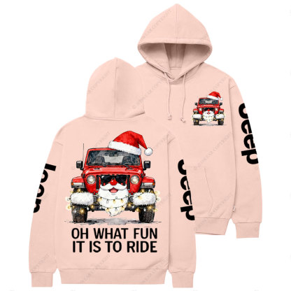 Oh What Fun It Is to Ride Santa Jp Double Printed Casual Hoodie