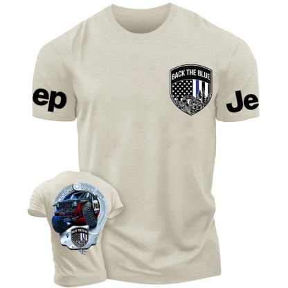 We've Got Your Six, Police Back the Blue Handcuff Double Printed T-Shirt
