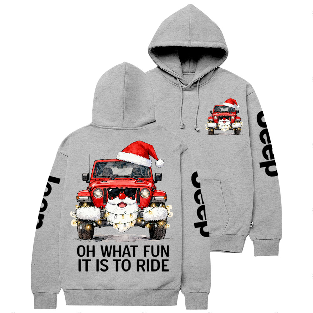 Oh What Fun It Is to Ride Santa Jp Double Printed Casual Hoodie