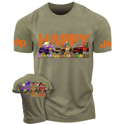 Happy Hallothanksmas Car Jp Double Printed T-Shirt