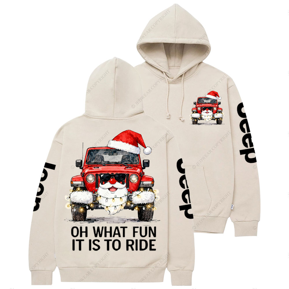 Oh What Fun It Is to Ride Santa Jp Double Printed Casual Hoodie
