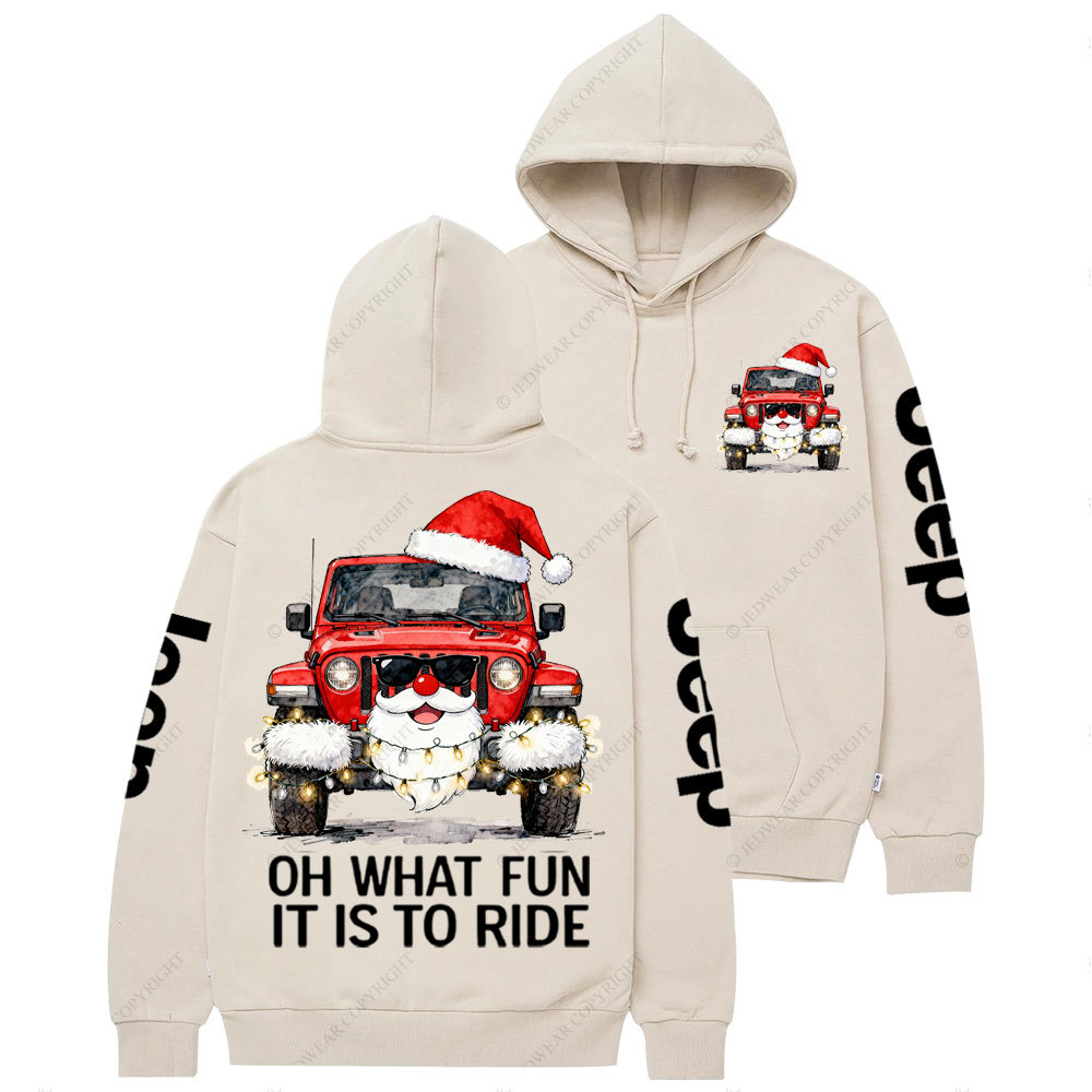 Oh What Fun It Is to Ride Santa Jp Double Printed Casual Hoodie