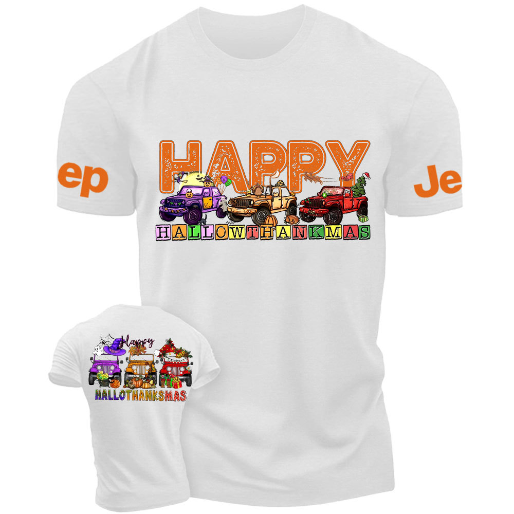 Happy Hallothanksmas Car Jp Double Printed T-Shirt