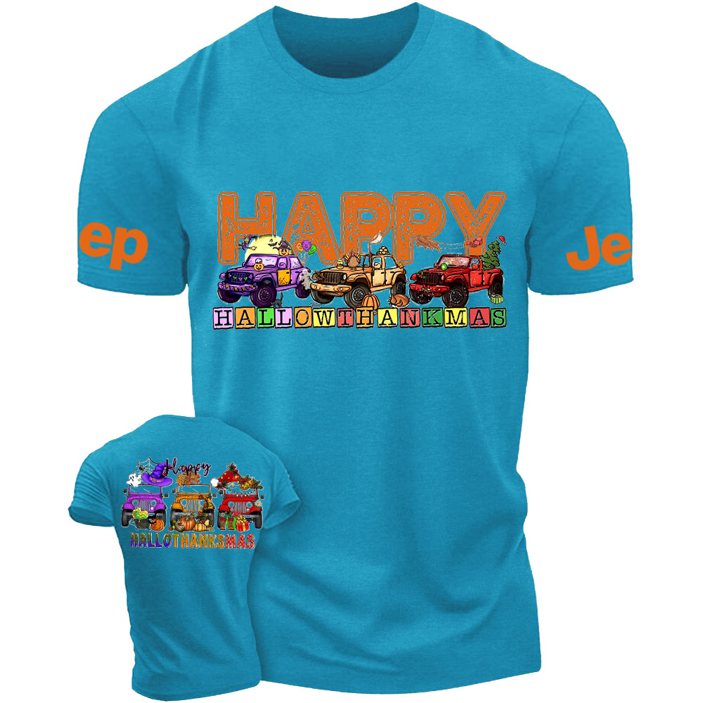 Happy Hallothanksmas Car Jp Double Printed T-Shirt