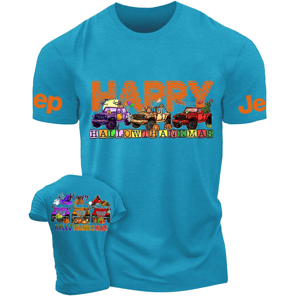 Happy Hallothanksmas Car Jp Double Printed T-Shirt