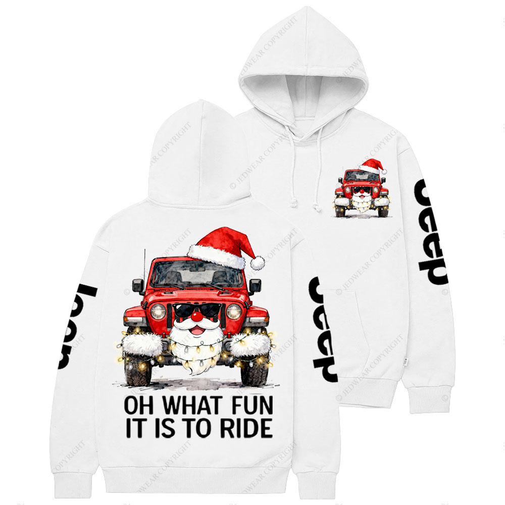 Oh What Fun It Is to Ride Santa Jp Double Printed Casual Hoodie