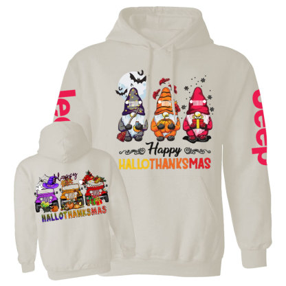 Happy Hallothanksmas Gnomes Drive Jp Casual Hoodie