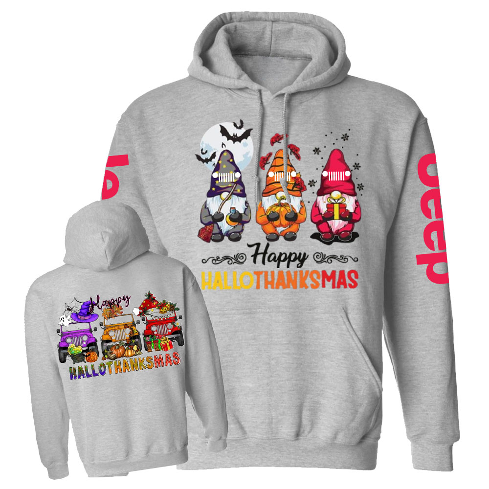 Happy Hallothanksmas Gnomes Drive Jp Casual Hoodie