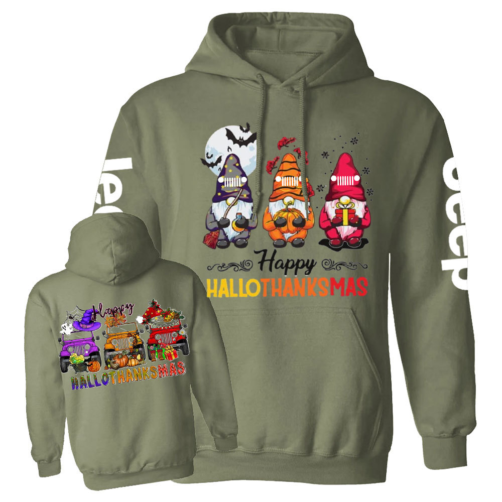 Happy Hallothanksmas Gnomes Drive Jp Casual Hoodie