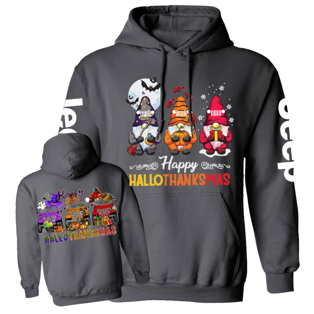 Happy Hallothanksmas Gnomes Drive Jp Casual Hoodie