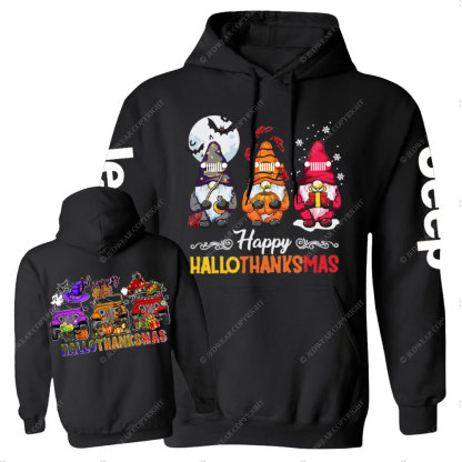 Happy Hallothanksmas Gnomes Drive Jp Casual Hoodie