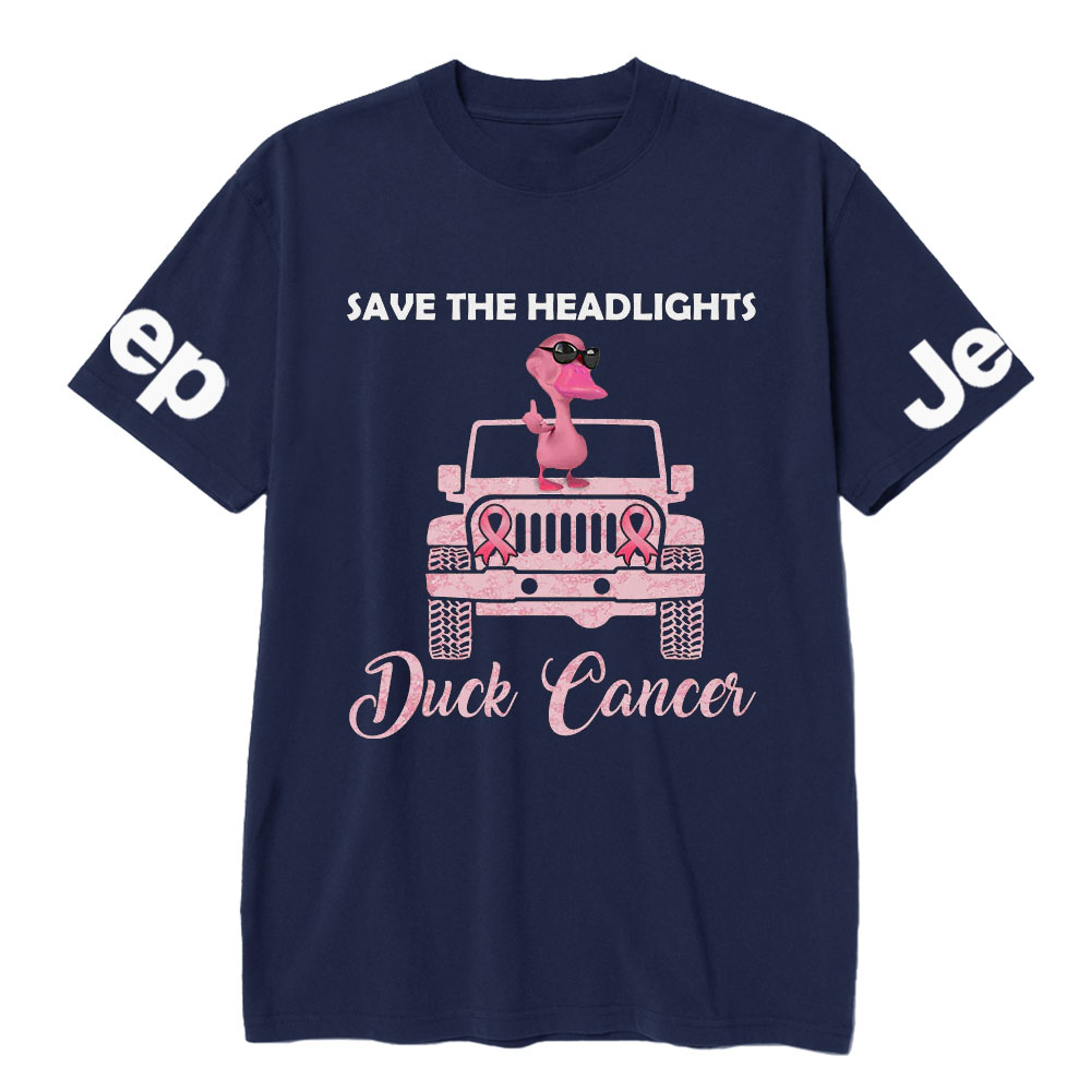 Save The Headlights Jp Pink Duck Wearing Sunglasses for Breast Cancer Fighters T-Shirt