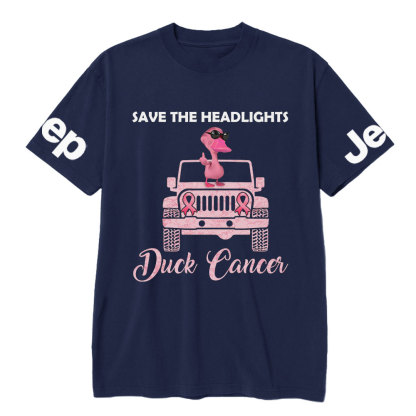 Save The Headlights Jp Pink Duck Wearing Sunglasses for Breast Cancer Fighters T-Shirt