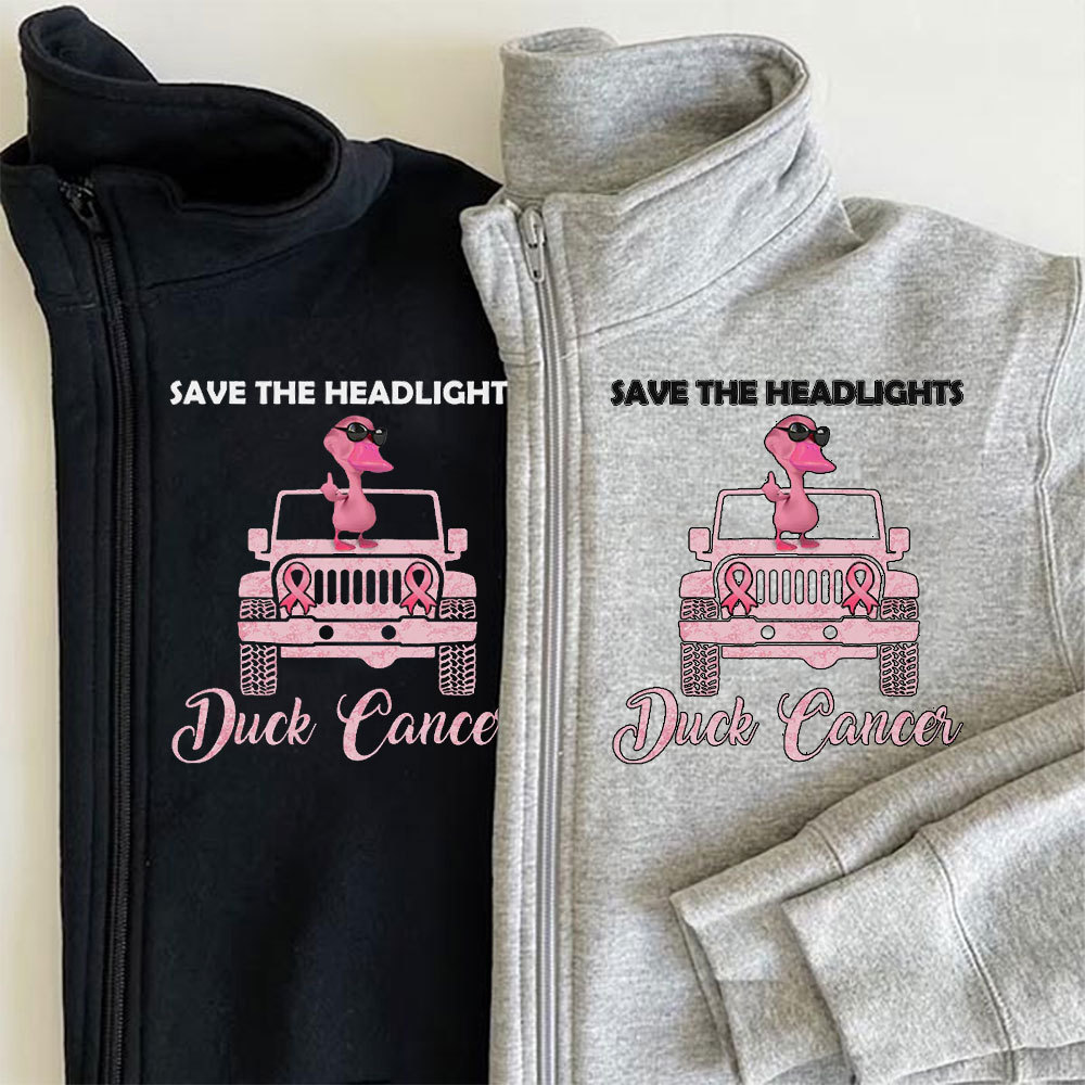 Save The Headlights Jp Pink Duck Wearing Sunglasses for Breast Cancer Fighters Full-Zip Jacket Sweatshirt