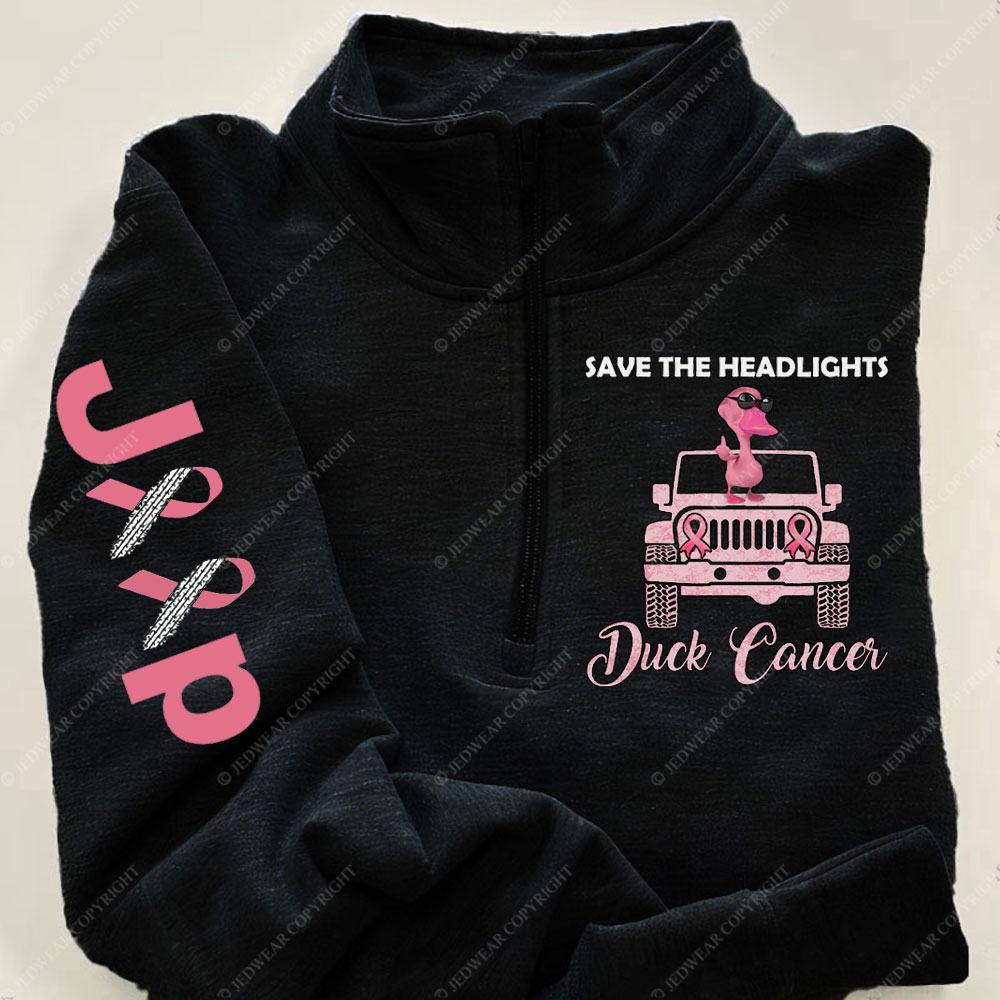 Save The Headlights Jp Pink Duck Wearing Sunglasses for Breast Cancer Fighters Full-Zip Jacket Sweatshirt