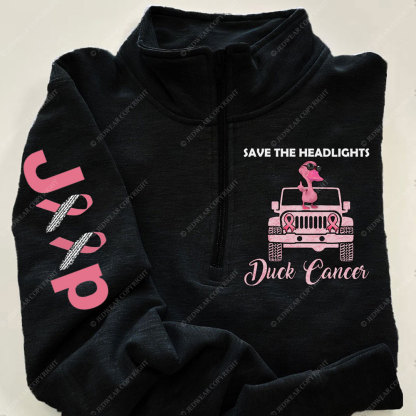 Save The Headlights Jp Pink Duck Wearing Sunglasses for Breast Cancer Fighters Full-Zip Jacket Sweatshirt