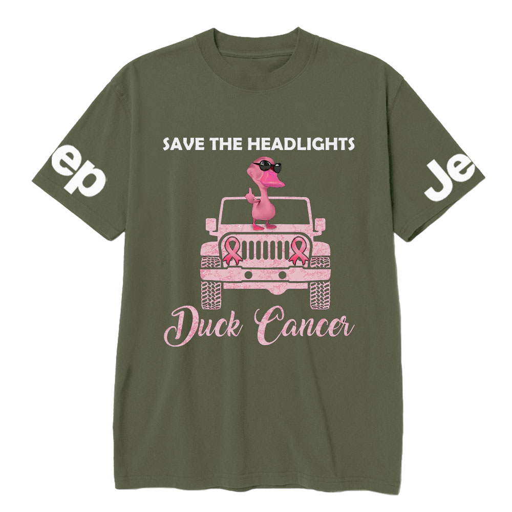 Save The Headlights Jp Pink Duck Wearing Sunglasses for Breast Cancer Fighters T-Shirt