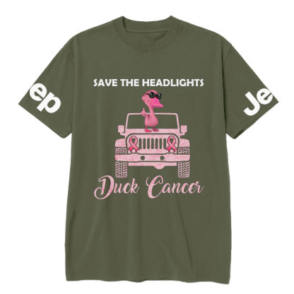 Save The Headlights Jp Pink Duck Wearing Sunglasses for Breast Cancer Fighters T-Shirt