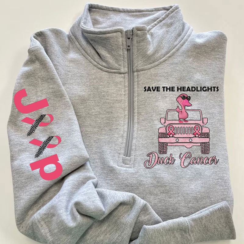 Save The Headlights Jp Pink Duck Wearing Sunglasses for Breast Cancer Fighters Full-Zip Jacket Sweatshirt