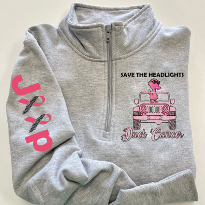 Save The Headlights Jp Pink Duck Wearing Sunglasses for Breast Cancer Fighters Full-Zip Jacket Sweatshirt