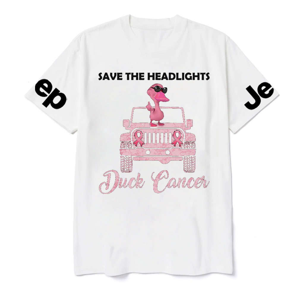 Save The Headlights Jp Pink Duck Wearing Sunglasses for Breast Cancer Fighters T-Shirt