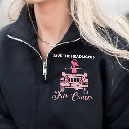 Save The Headlights Jp Pink Duck Wearing Sunglasses for Breast Cancer Fighters Full-Zip Jacket Sweatshirt