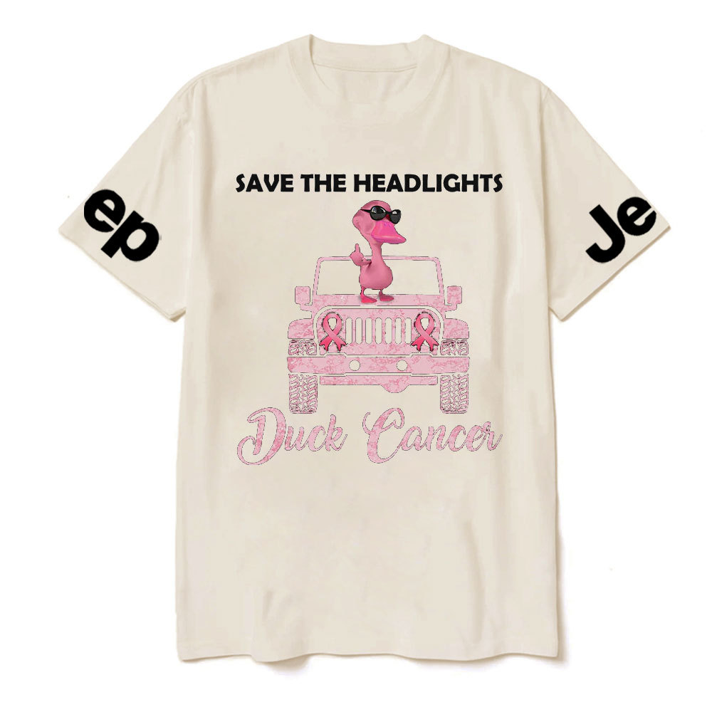 Save The Headlights Jp Pink Duck Wearing Sunglasses for Breast Cancer Fighters T-Shirt