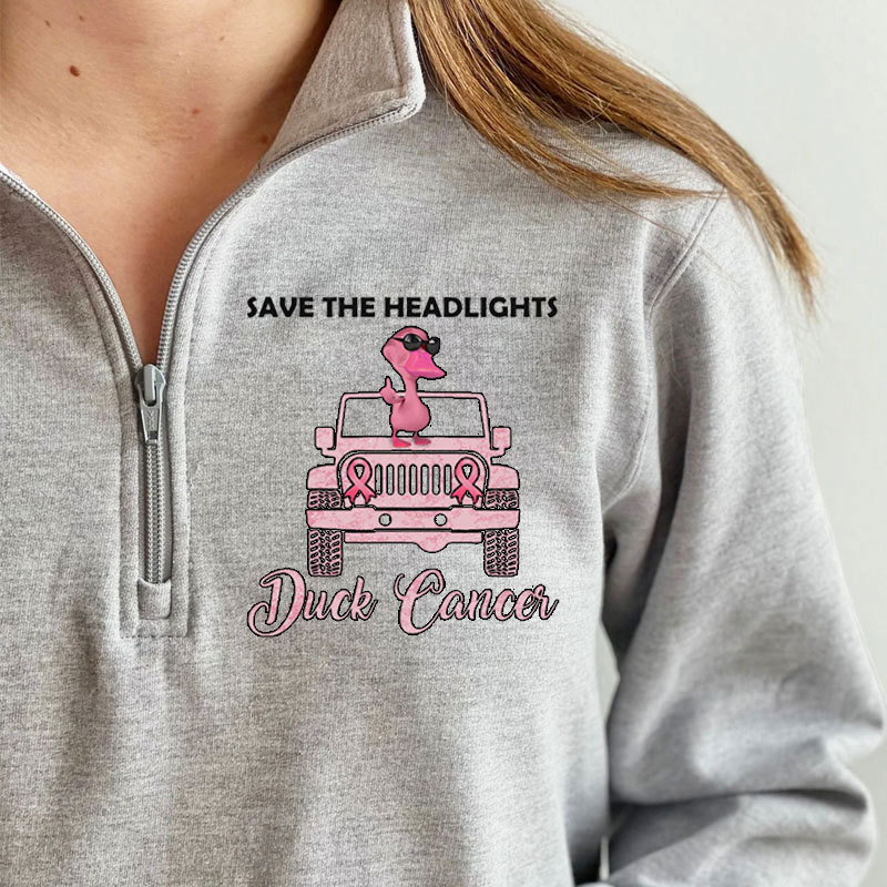 Save The Headlights Jp Pink Duck Wearing Sunglasses for Breast Cancer Fighters Full-Zip Jacket Sweatshirt
