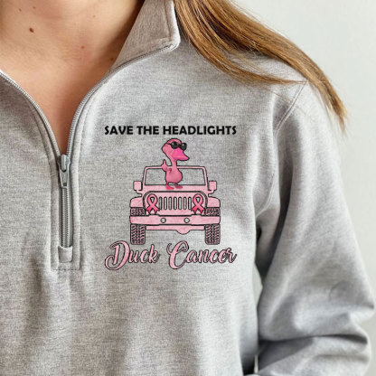 Save The Headlights Jp Pink Duck Wearing Sunglasses for Breast Cancer Fighters Full-Zip Jacket Sweatshirt