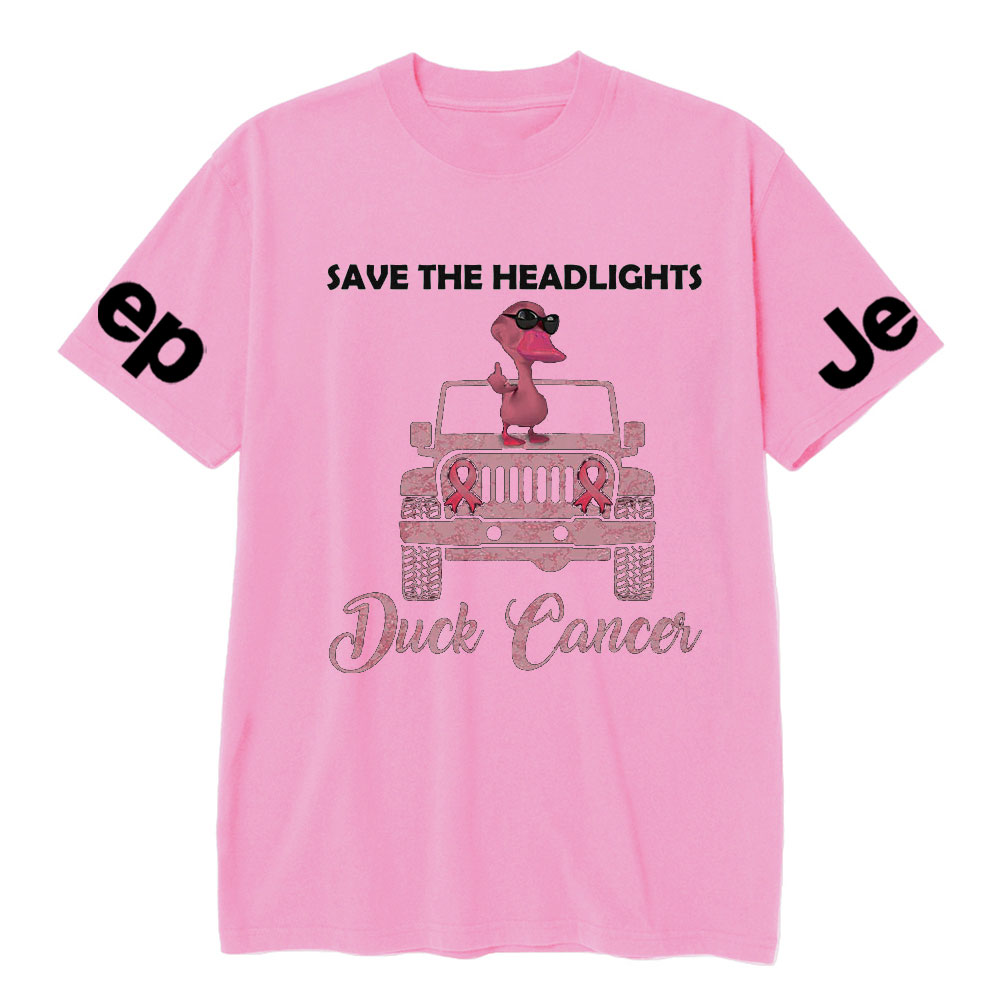 Save The Headlights Jp Pink Duck Wearing Sunglasses for Breast Cancer Fighters T-Shirt