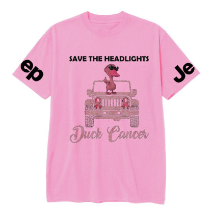 Save The Headlights Jp Pink Duck Wearing Sunglasses for Breast Cancer Fighters T-Shirt