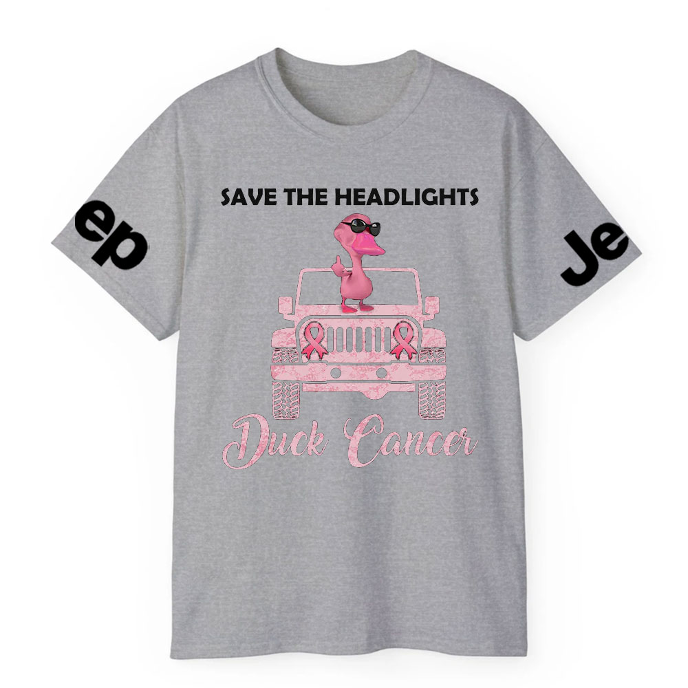 Save The Headlights Jp Pink Duck Wearing Sunglasses for Breast Cancer Fighters T-Shirt