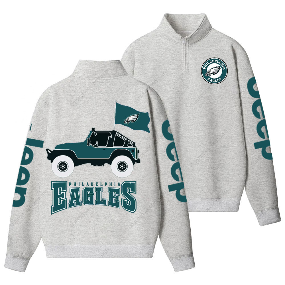 Philadelphia Eagles Circle Logo Football Jp Half-Zip Jacket Sweatshirt