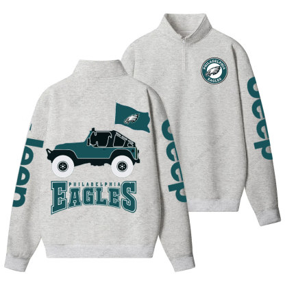 Philadelphia Eagles Circle Logo Football Jp Half-Zip Jacket Sweatshirt