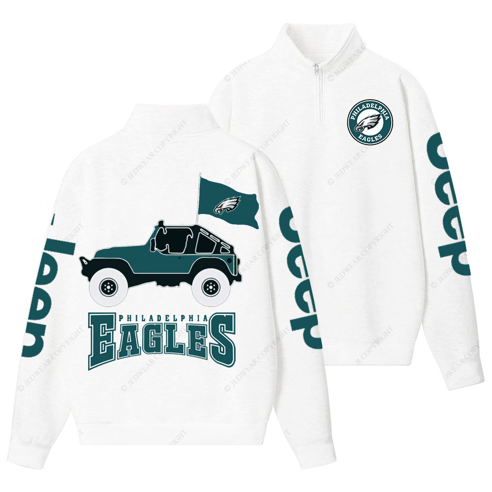 Philadelphia Eagles Circle Logo Football Jp Half-Zip Jacket Sweatshirt