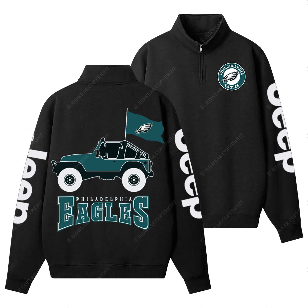 Philadelphia Eagles Circle Logo Football Jp Half-Zip Jacket Sweatshirt