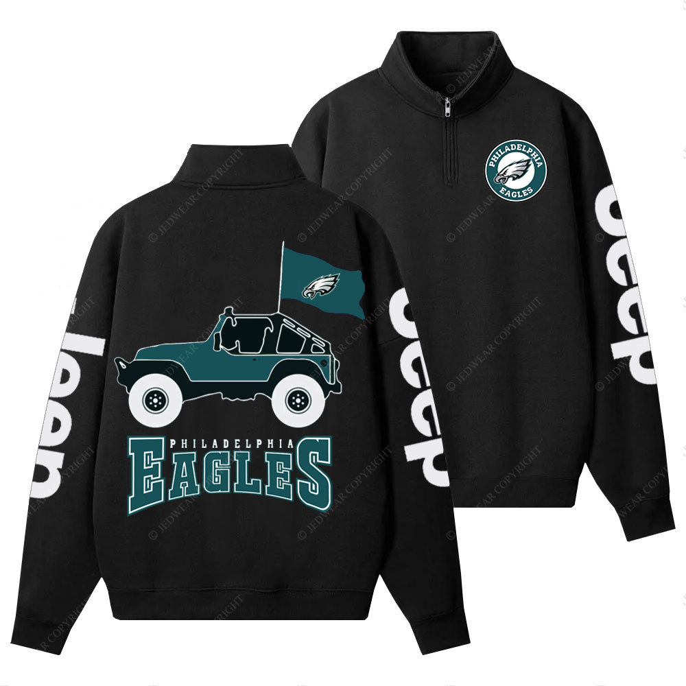 Philadelphia Eagles Circle Logo Football Jp Half-Zip Jacket Sweatshirt