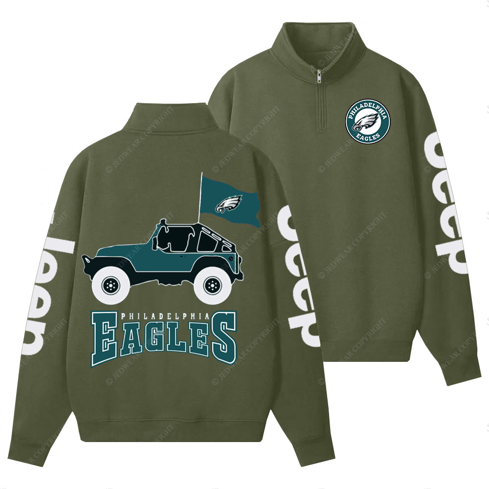 Philadelphia Eagles Circle Logo Football Jp Half-Zip Jacket Sweatshirt