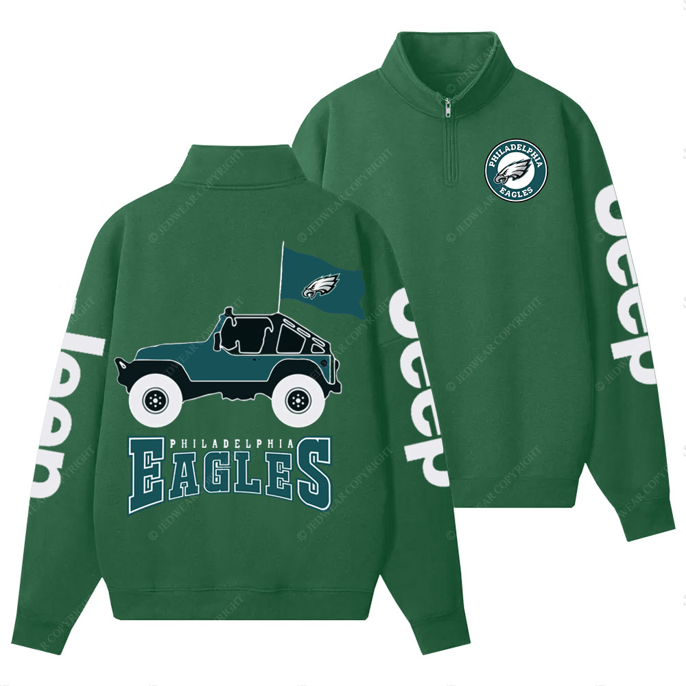 Philadelphia Eagles Circle Logo Football Jp Half-Zip Jacket Sweatshirt