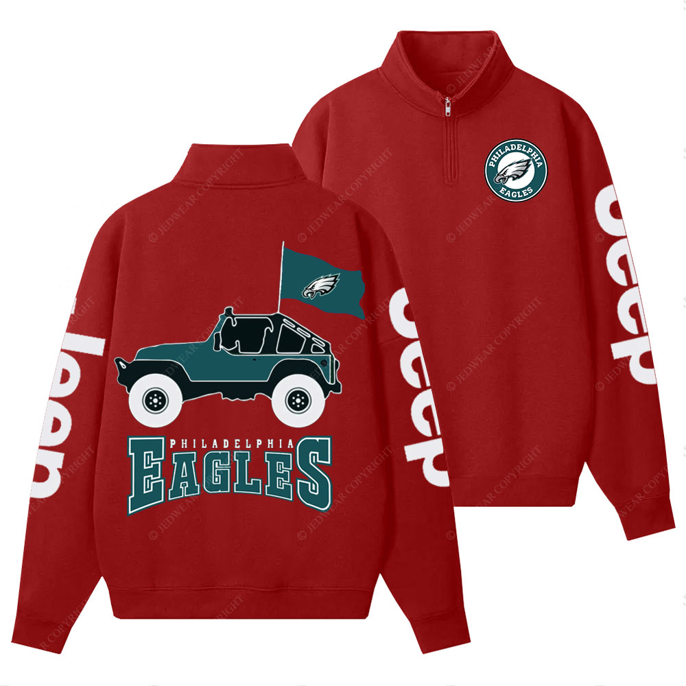 Philadelphia Eagles Circle Logo Football Jp Half-Zip Jacket Sweatshirt