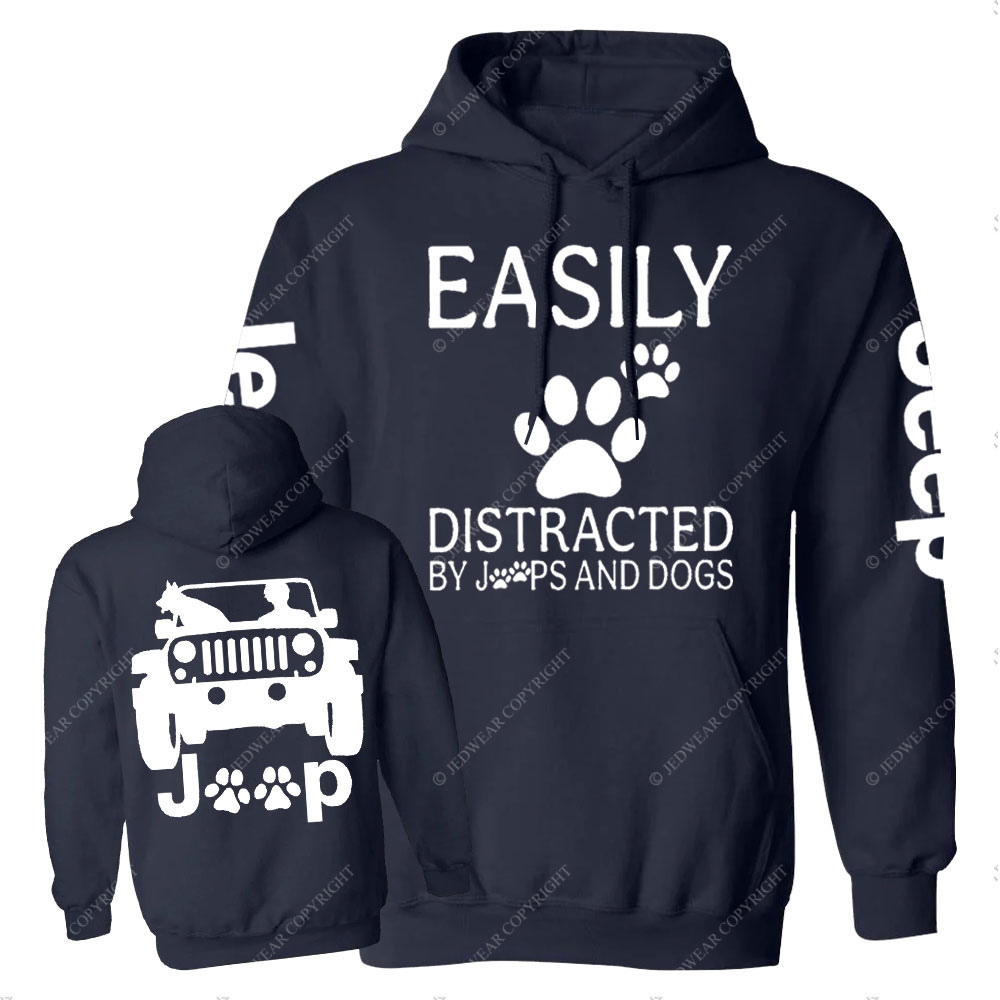 Jp Dog Easily Distracted Paw Double Printed Casual Hoodie