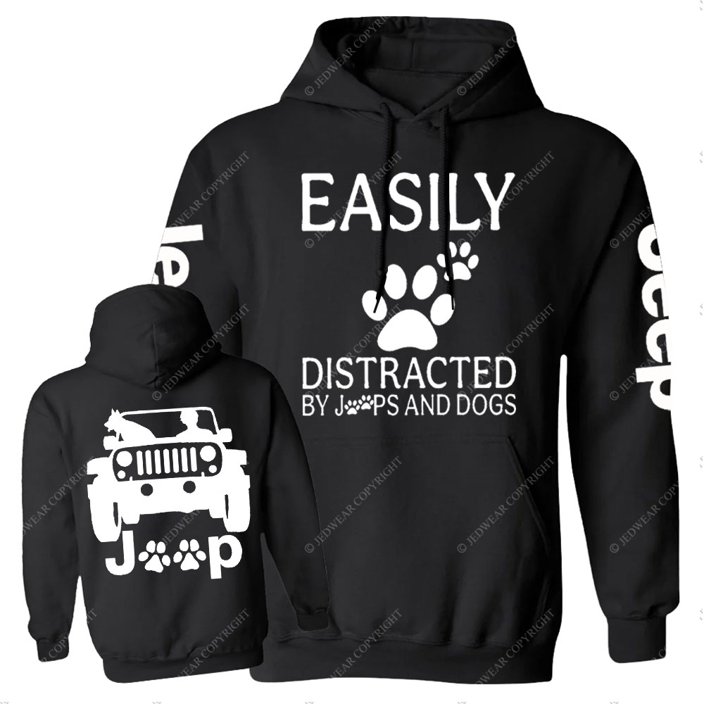 Jp Dog Easily Distracted Paw Double Printed Casual Hoodie