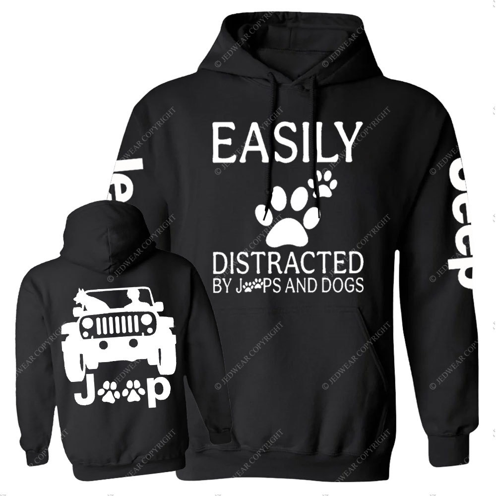 Jp Dog Easily Distracted Paw Double Printed Casual Hoodie