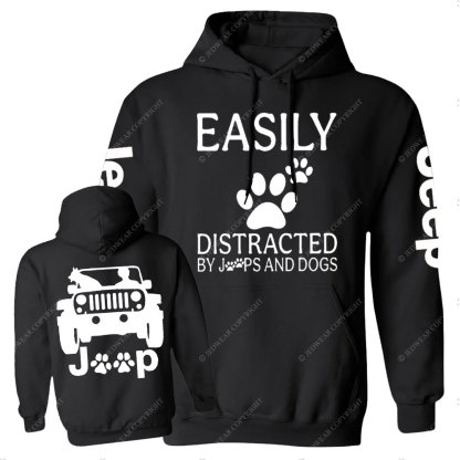 Jp Dog Easily Distracted Paw Double Printed Casual Hoodie
